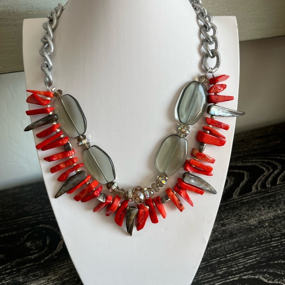 Coral Statement Necklace - Picture 1 of 4